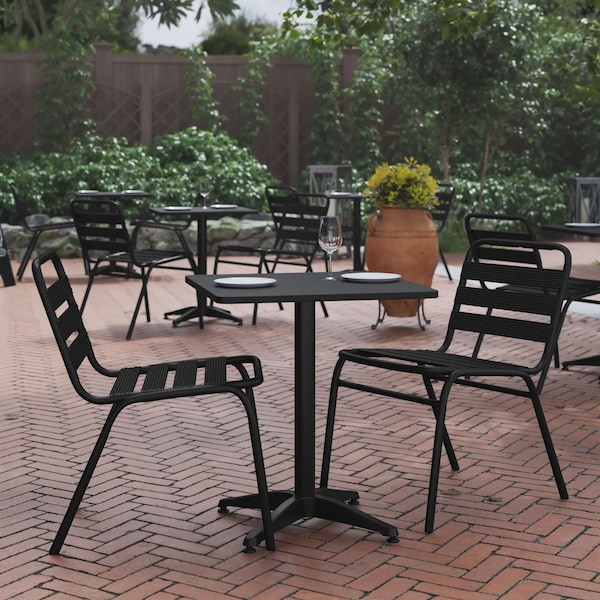 Flash Furniture Mellie 23.5'' Black Square Metal Indoor-Outdoor Table with Base TLH-053-1-BK-GG - main